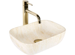 Keramické umývadlo Rea BELINDA MINI TRAVERTINE - béžové matné - imitácia kameňa