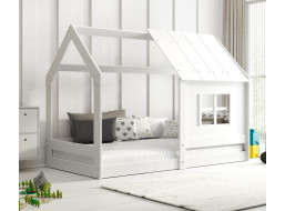 Detská domčeková Montessori posteľ REGINA so strieškou 160x80 cm - biela