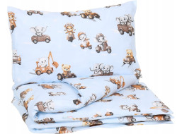 Detské bavlnené obliečky do postieľky 120x90 cm BABYMAM PREMIUM - Preteky zvieratiek