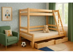 Detská poschodová posteľ s rozšíreným spodným lôžkom z masívu ROBUST 8X8 6A - 200x90 cm