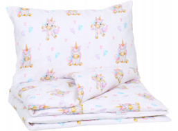 Detské bavlnené obliečky do postieľky 135x100 cm BABYMAM PREMIUM - Veselý jednorožec