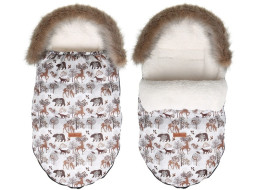 Detský fusak do kočíka BABYMAM Premium - Zimný les/baránok ecru