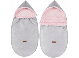 Detský fusak s kapucňou BABYMAM Soft Nature - svetlo šedý melange/ružová minky
