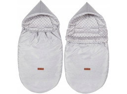 Detský fusak s kapucňou BABYMAM Soft Nature - svetlo šedý melange/šedá minky