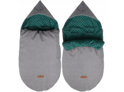 Detský fusak s kapucňou BABYMAM Soft Nature - tmavo šedý melange/tmavo zelená minky