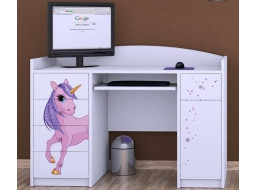 Detský písací stôl JEDNOROŽEC - TYP 1, biely