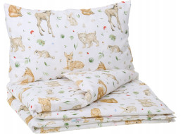 Detské bavlnené obliečky do postieľky 120x90 cm BABYMAM PREMIUM - Lesné zvieratká