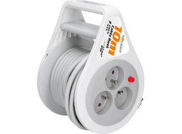 Solight predlžovací prívod na bubne 10m, 3 zásuvky, šedý kábel, 3x 1,5mm2