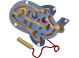 Bigjigs Toys Drevený magnetický labyrint Modré lietadlo