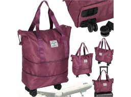 Cestovná taška na kolieskach skladacia cestovná priestranná 3 veľkosti fialová