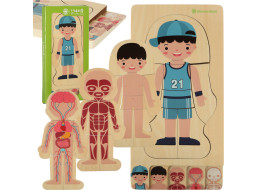 Drevené vrstvené Montessori puzzle Telo - chlapec