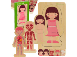 Drevené vrstvené Montessori puzzle Telo - dievča