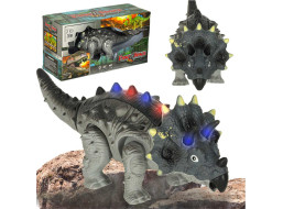 Diaľkovo ovládaný chodiaci dinosaurus RC Triceratops so zvukmi a svetlom