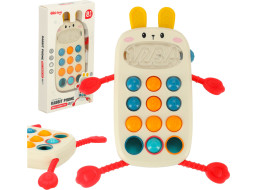 Montessori senzorická hračka pre deti - Telefón s tlačidlami Králiček