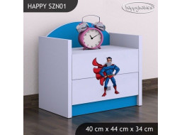 Detský nočný stolík SUPERMAN - TYP 1, modrý