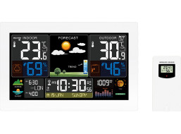 Solight meteostanica, extra veľký farebný LCD, teplota, vlhkosť, tlak, RCC, USB nabíjanie, biela