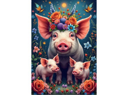 ALIPSON Puzzle Prasacia rodinka na prechádzke 1000 dielikov