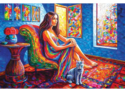 MAGNOLIA Puzzle Žena s mačkou 1000 dielikov