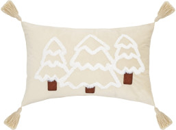 Obliečka na vankúš TREE LIGHT GLOW so strapcami 30x50 cm - biela