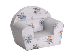 Detské kresielko MINI - Medvedík v lietadle - biele / šedé