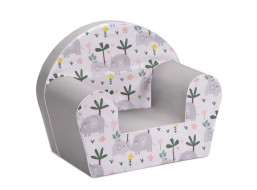 Detské kresielko MINI - Slony - biele / šedé