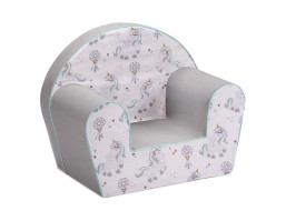 Detské kresielko MINI - Jednorožce - biele / šedé