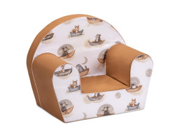 Detské kresielko MINI - Zvieratká na lodičkách - biele/hnedé