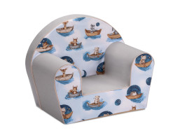 Detské kresielko MINI - Zvieratká na lodičkách - modré/šedé