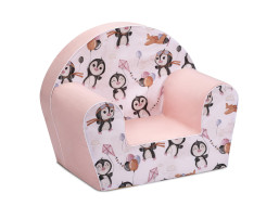 Detské kresielko MINI - Tučniaky - biele/ružové