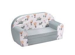 Detská rozkladacia MINI pohovka Lietajúce prostriedky - biela/mätová