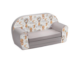 Detská rozkladacia MINI pohovka Let balónom - biela/sivá