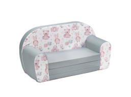 Detská rozkladacia MINI pohovka Hračky - biela/zelená