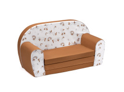 Detská rozkladacia MINI pohovka Kačenky - biela / hnedá