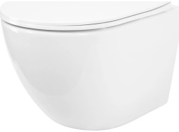 Závesné WC REA CARLO mini Tornado NFQ + Duroplast sedátko flat - biele