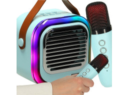 Sada karaoke reproduktora Bluetooth + 2 mikrofóny - modrý