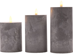 Solight sada LED sviečok s časovačom, 3x sviečka, 10/13/15cm, šedá, 2xAA