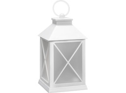 Solight LED vianočný lampáš biely, 20cm, časovač, 2x AA