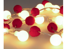 Solight LED vianočná retiazka červená-biela, 20x LED, 1,5m, 2xAA