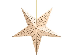 Solight LED drevená vianočná hviezda, závesná, časovač, 20x LED, 65cm, 2x AA