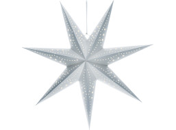Solight LED vianočná hviezda strieborná, závesná, časovač, 60cm, 20x LED, 2x AA