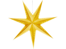 Solight LED vianočná hviezda zlatá, závesná, časovač, 60cm, 20x LED, 2x AA