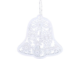 Solight LED drevený vianočný zvonček, 9x LED, biela, 30cm, časovač, 2x AA