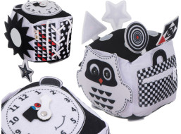 Vzdelávacia zmyslová kocka kontrastná - Sova