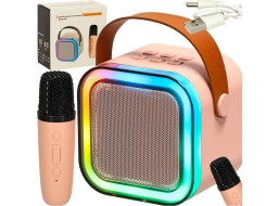 Karaoke reproduktor Bluetooth + mikrofón - ružový