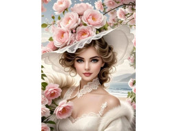 NORIMPEX Diamantové maľovanie Dievča v kvetinovom klobúku 30x40cm