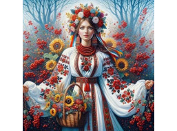 NORIMPEX Diamantové maľovanie Slovanské dievča s kvetmi 30x40cm