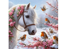 NORIMPEX Diamantové maľovanie Kôň v zime 30x40cm