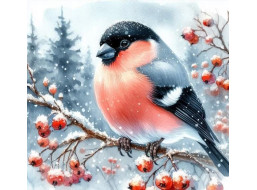 NORIMPEX Diamantové maľovanie Vtáčik v zime 30x40cm
