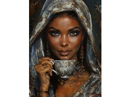 NORIMPEX Diamantové maľovanie Žena so šálkou kávy 30x40cm