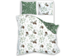 Bavlnené obliečky SCANDIC Imelo a vetvičky - biele / zelené - 140x200 cm